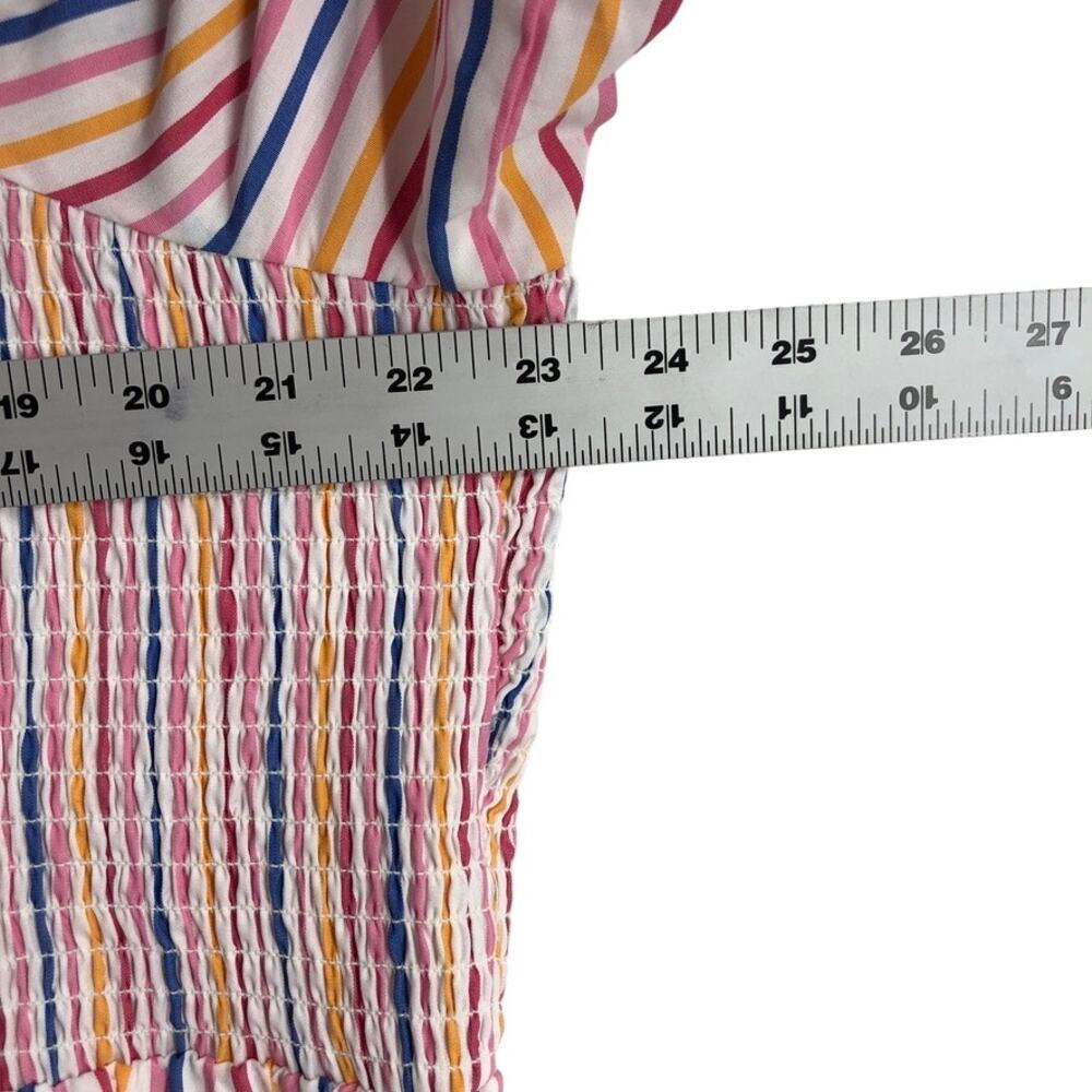 Draper James Deana Smocked Dress Womens 3X Multicolor Striped Square Neck Easter - Picture 5 of 7